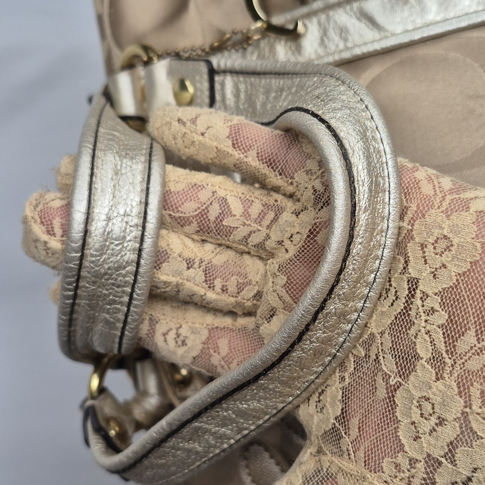 Coach Poppy Metallic Gold and Tan Tote Bag - Picture 7 of 17